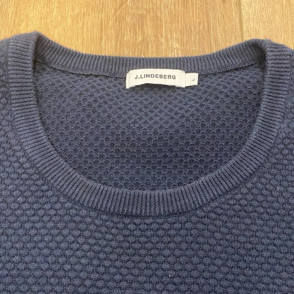 🌟J. LINDEBERG🌟MENS DEXTER CIRCLE STRUCTURE COTTON SWEATER NAVY SZ L